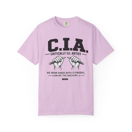 C.I.A — Critically iLL Artist T‑Shirt (We Draw Hands With 5 Fingers) BLUE FONT