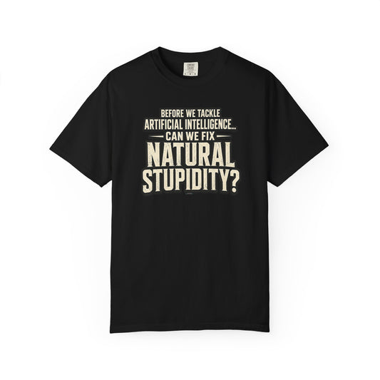 Before We Tackle Artificial Intelligence, Can We Fix Natural Stupidity? Funny Sarcastic Tech Tee
