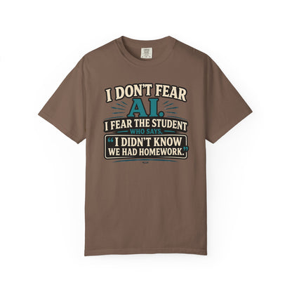 BTS: I Don't Fear AI. I fear Student Dont know we have a home work. - Graphic Tee (Teacher / Parent Humor)