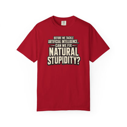 Before We Tackle Artificial Intelligence, Can We Fix Natural Stupidity? Funny Sarcastic Tech Tee
