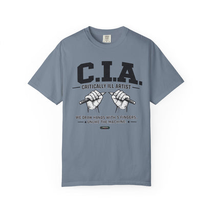 C.I.A — Critically  iLL Artist T‑Shirt (We Draw Hands With 5 Fingers) BLUE FONT
