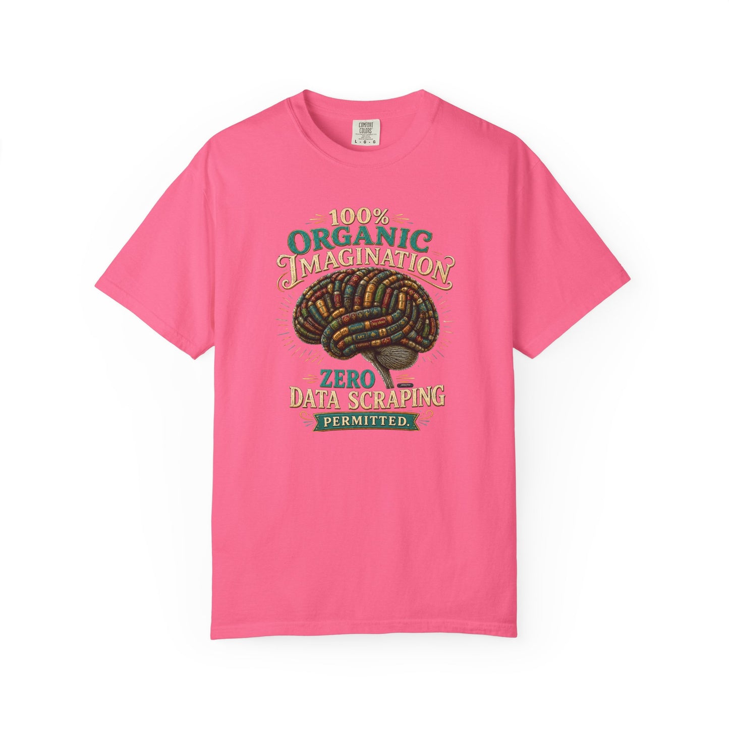 BOOKTee: 100% Organic Imagination, Zero Data Scraping Vintage Brain Graphic T-Shirt