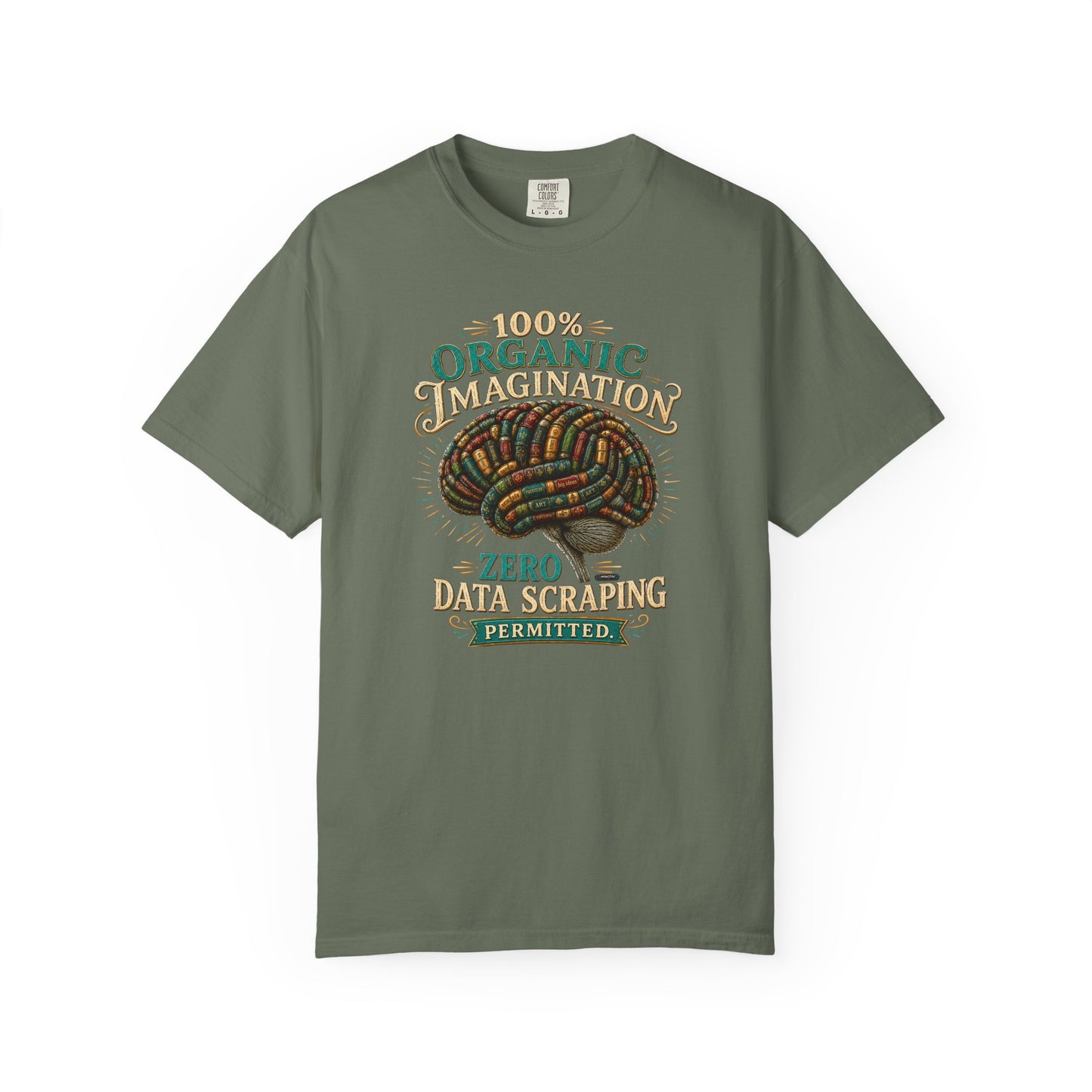 BOOKTee: 100% Organic Imagination, Zero Data Scraping Vintage Brain Graphic T-Shirt