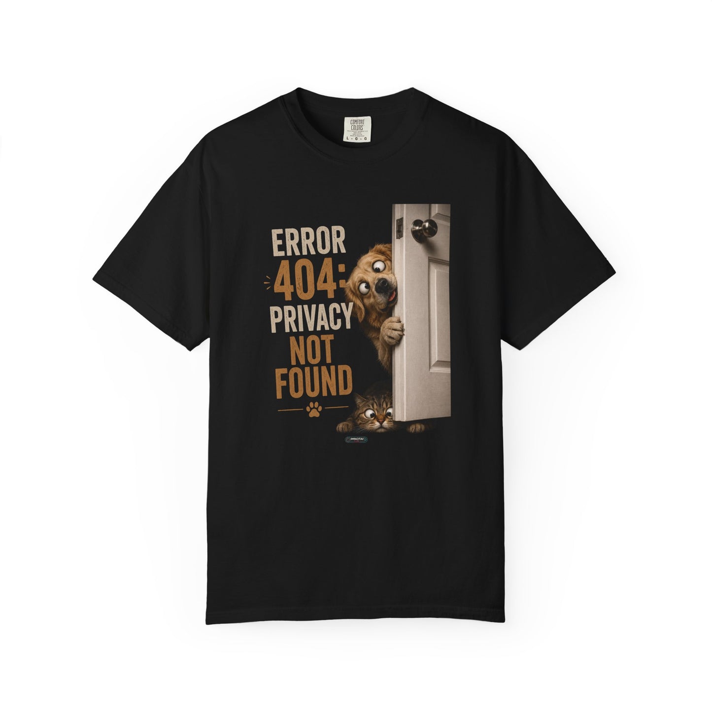 DOG & CAT "Error 404 Privacy Not Found" Cute Peeking Dog Graphic Tee