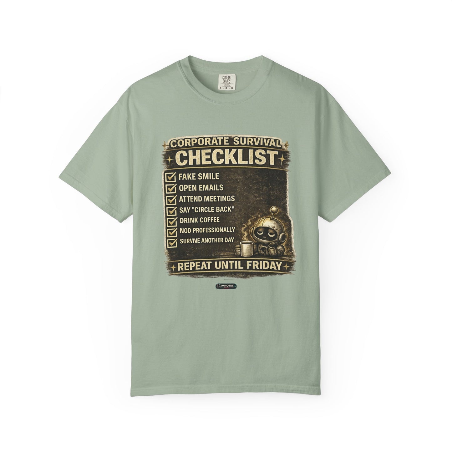 Corporate Survival Checklist T‑Shirt — Funny Office Humor Tee
