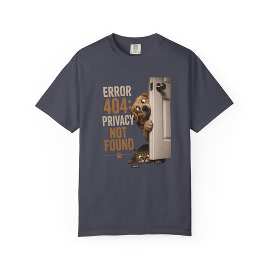 DOG & CAT "Error 404 Privacy Not Found" Cute Peeking Dog Graphic Tee
