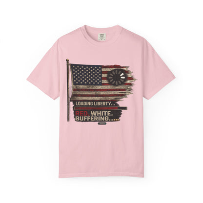American Flag Loading Liberty. Red White and Buffering T-Shirt
