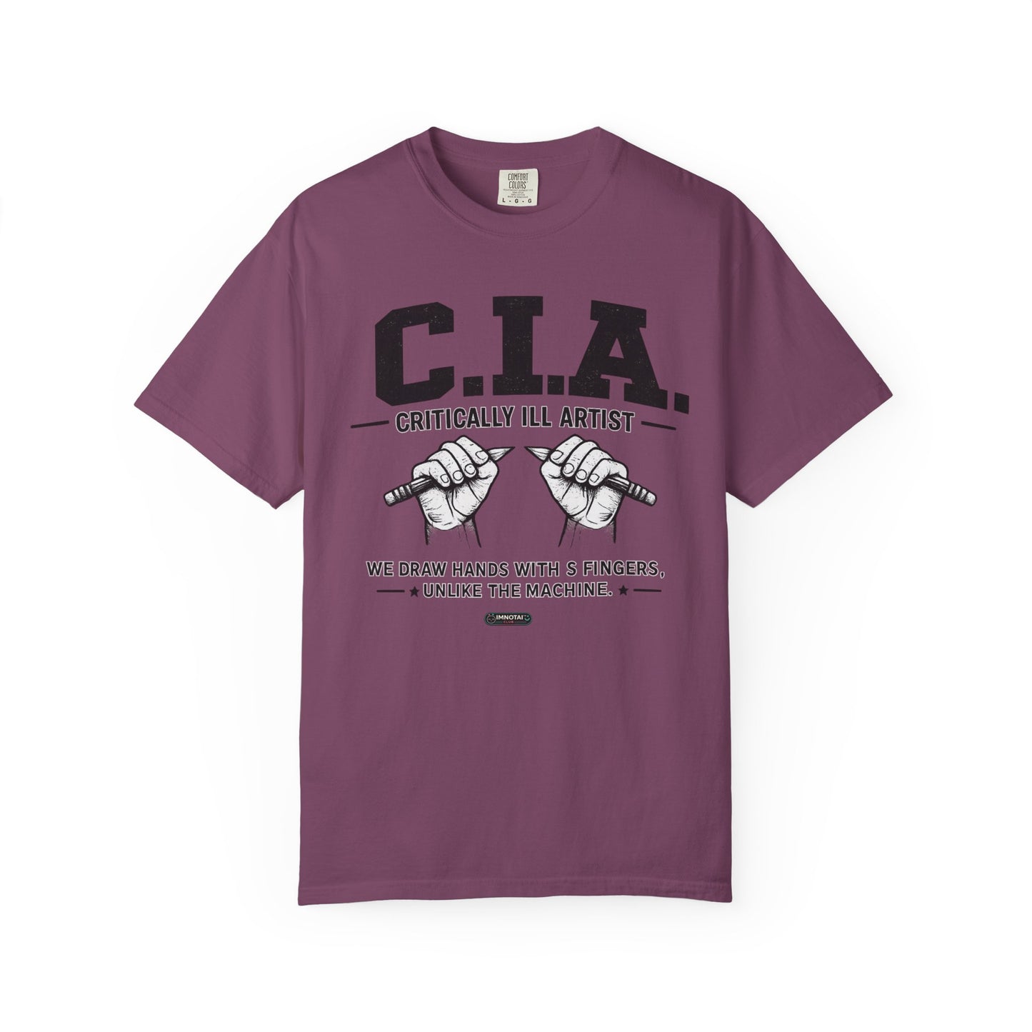 C.I.A — Critically  iLL Artist T‑Shirt (We Draw Hands With 5 Fingers) BLUE FONT