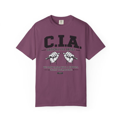 C.I.A — Critically  iLL Artist T‑Shirt (We Draw Hands With 5 Fingers) BLUE FONT