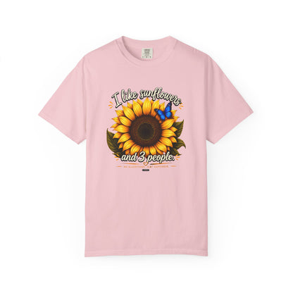 I Like Sunflowers and 3 People T-shirt