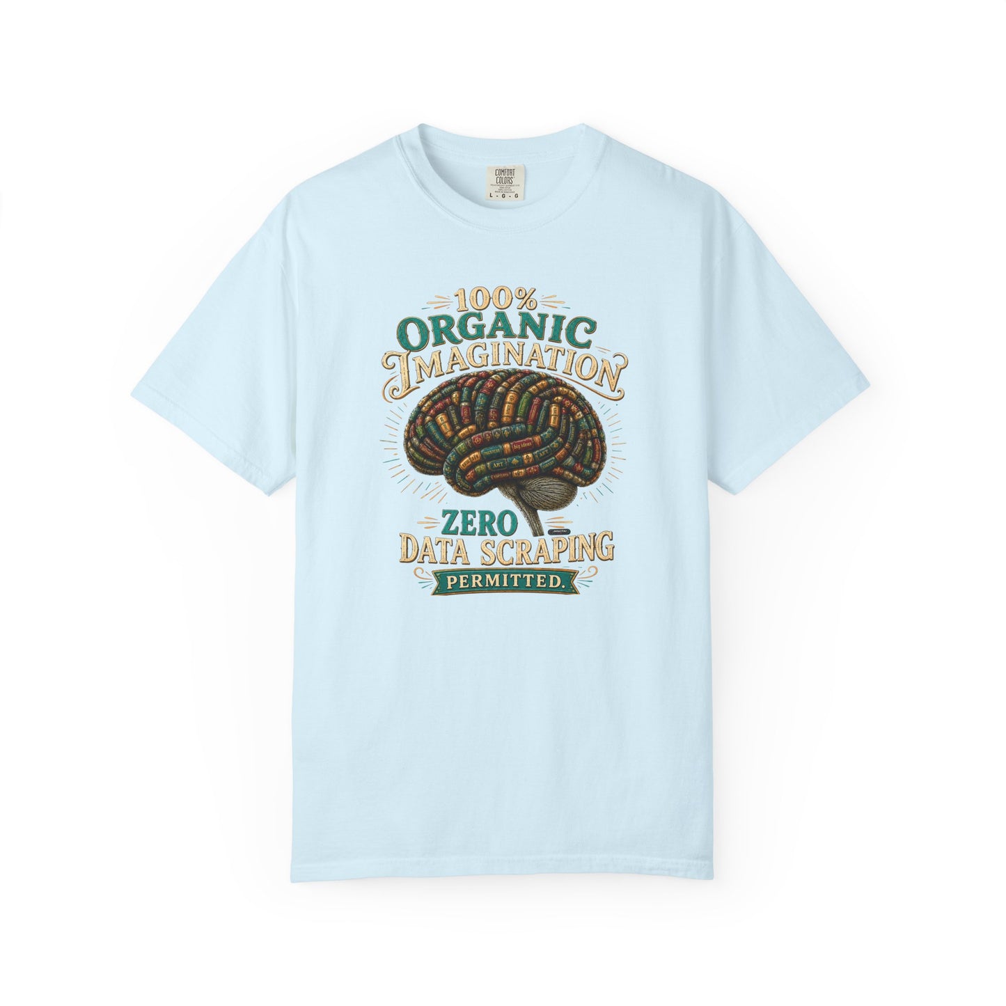 BOOKTee: 100% Organic Imagination, Zero Data Scraping Vintage Brain Graphic T-Shirt