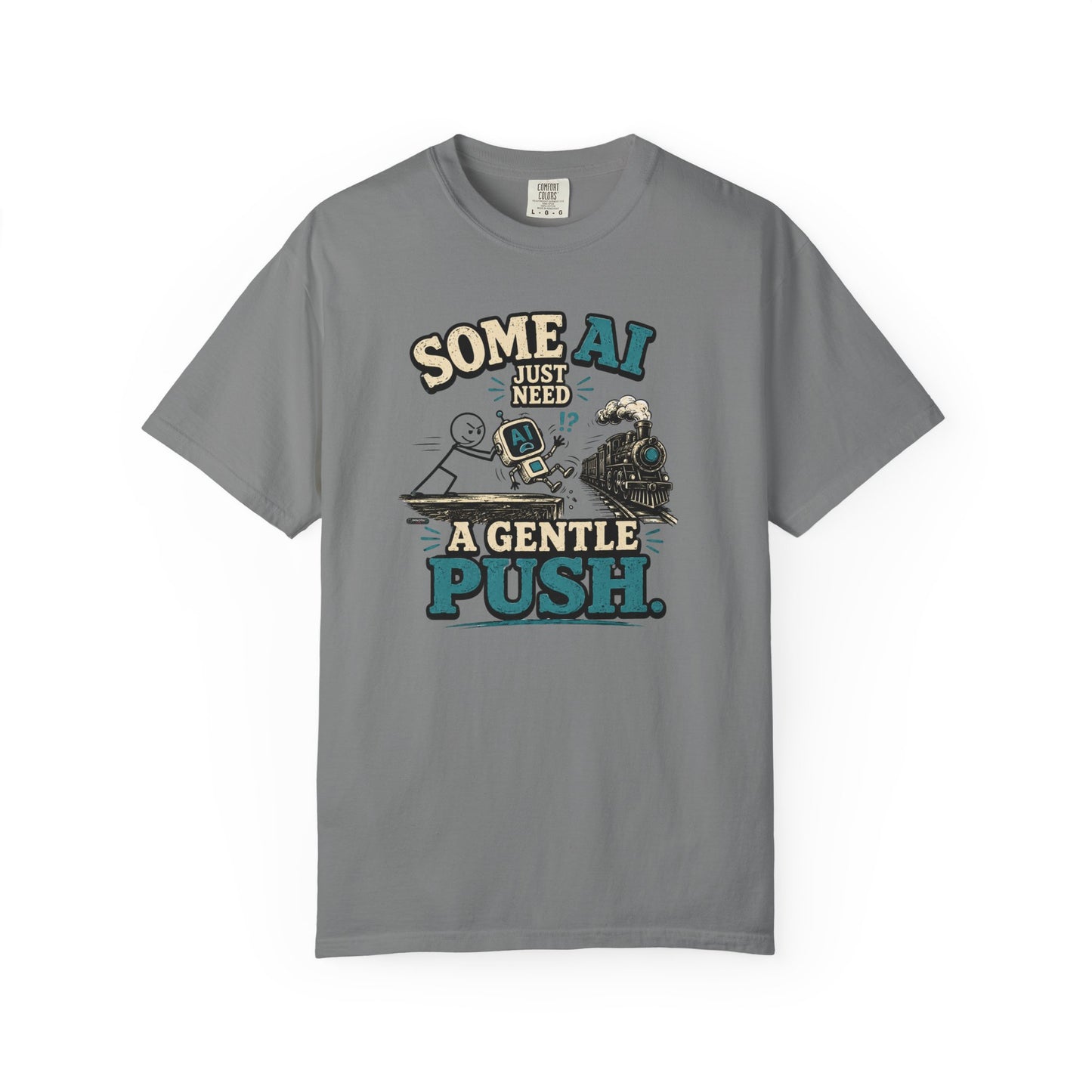 "Some AI Just Need A Gentle Push" Retro Robot Graphic Tee