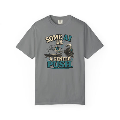 "Some AI Just Need A Gentle Push" Retro Robot Graphic Tee
