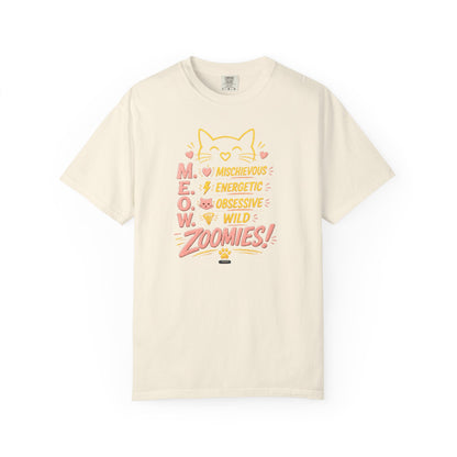 CAT "MEOW" Mischievous Energetic Obsessive Wild Zoomies T-Shirt