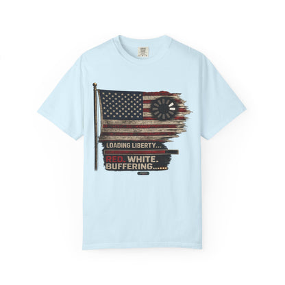 American Flag Loading Liberty. Red White and Buffering T-Shirt