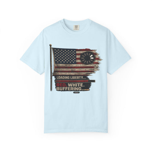 American Flag Loading Liberty. Red White and Buffering T-Shirt