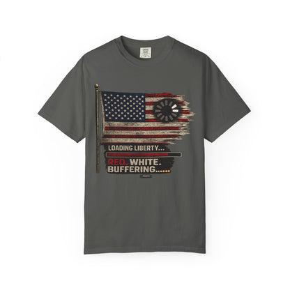 American Flag Loading Liberty. Red White and Buffering T-Shirt
