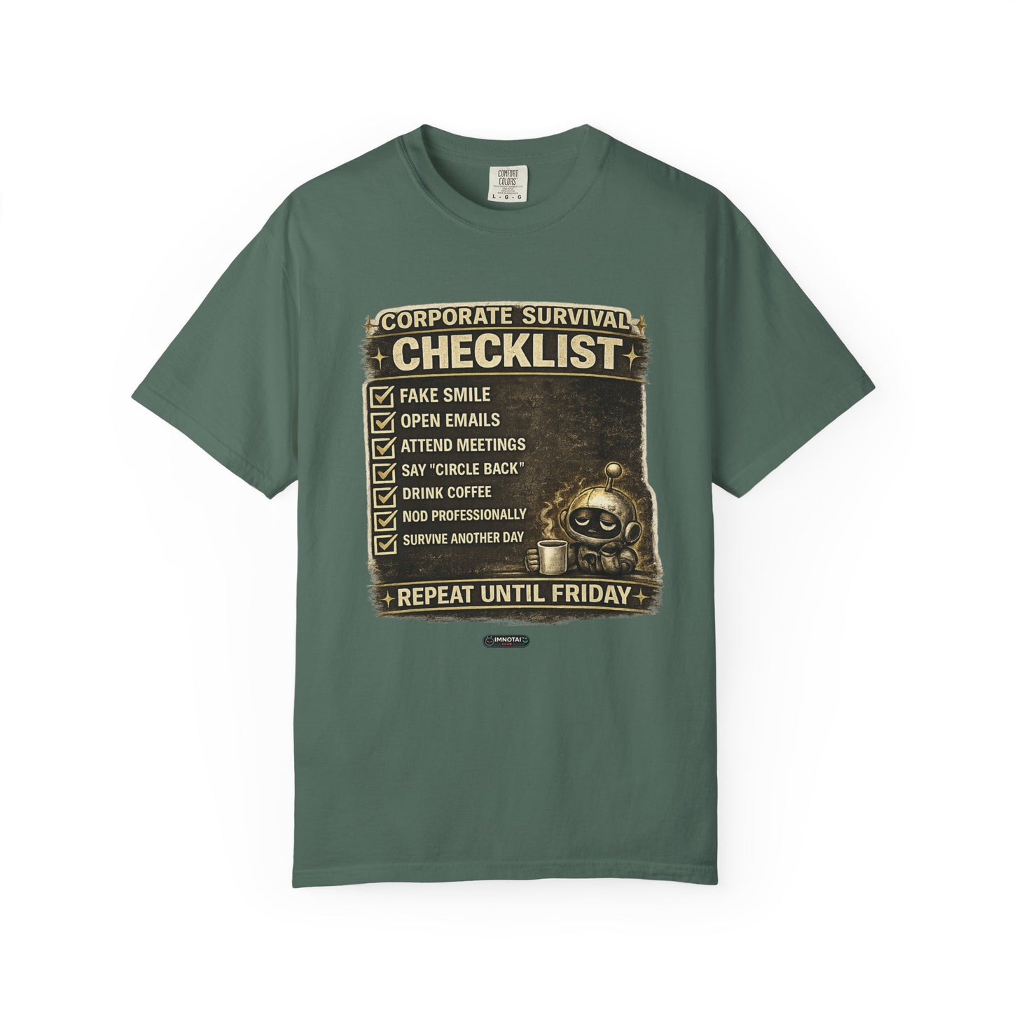 Corporate Survival Checklist T‑Shirt — Funny Office Humor Tee