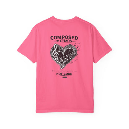 Music "Composed by Chaos, Not Code" Music Heart Graphic Tee