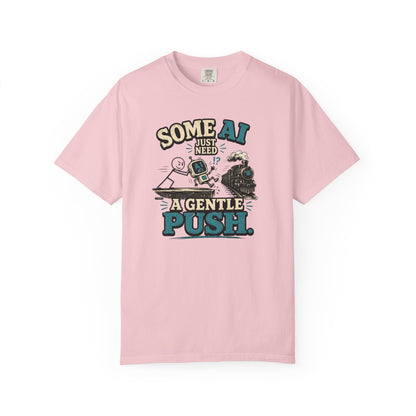 "Some AI Just Need A Gentle Push" Retro Robot Graphic Tee