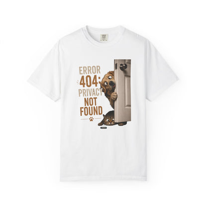 DOG & CAT "Error 404 Privacy Not Found" Cute Peeking Dog Graphic Tee