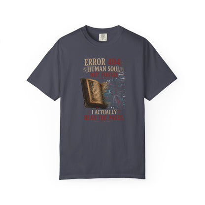 BOOKTee: Error 404: Human Soul Not Found" Vintage Book Lover Tee