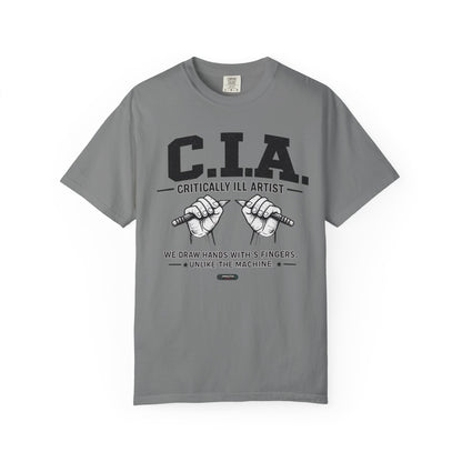 C.I.A — Critically  iLL Artist T‑Shirt (We Draw Hands With 5 Fingers) BLUE FONT