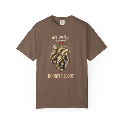 BOOKTee: My Pulse is Powered By Paper. Do Not Reboot T-Shirt