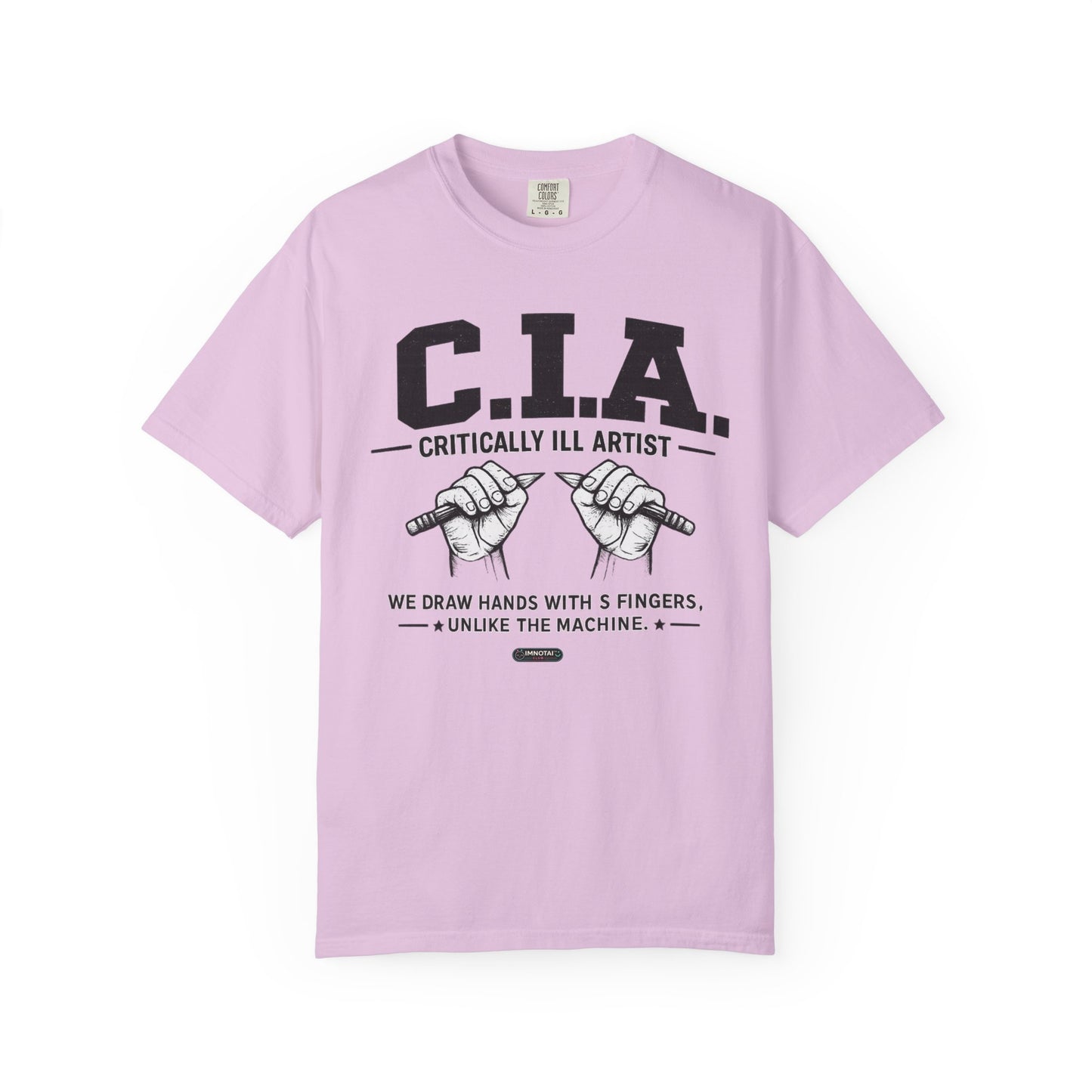C.I.A — Critically  iLL Artist T‑Shirt (We Draw Hands With 5 Fingers) BLUE FONT