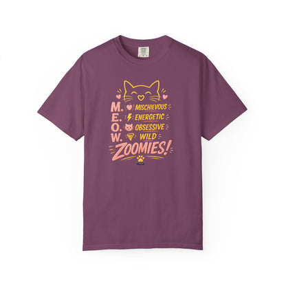 CAT "MEOW" Mischievous Energetic Obsessive Wild Zoomies T-Shirt