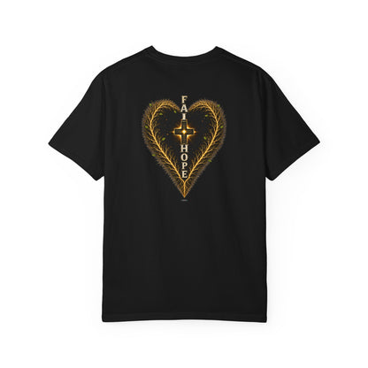 DigitalDivine-Faith & Hope Cross — Inspirational Religious Graphic Tee (Back Print)