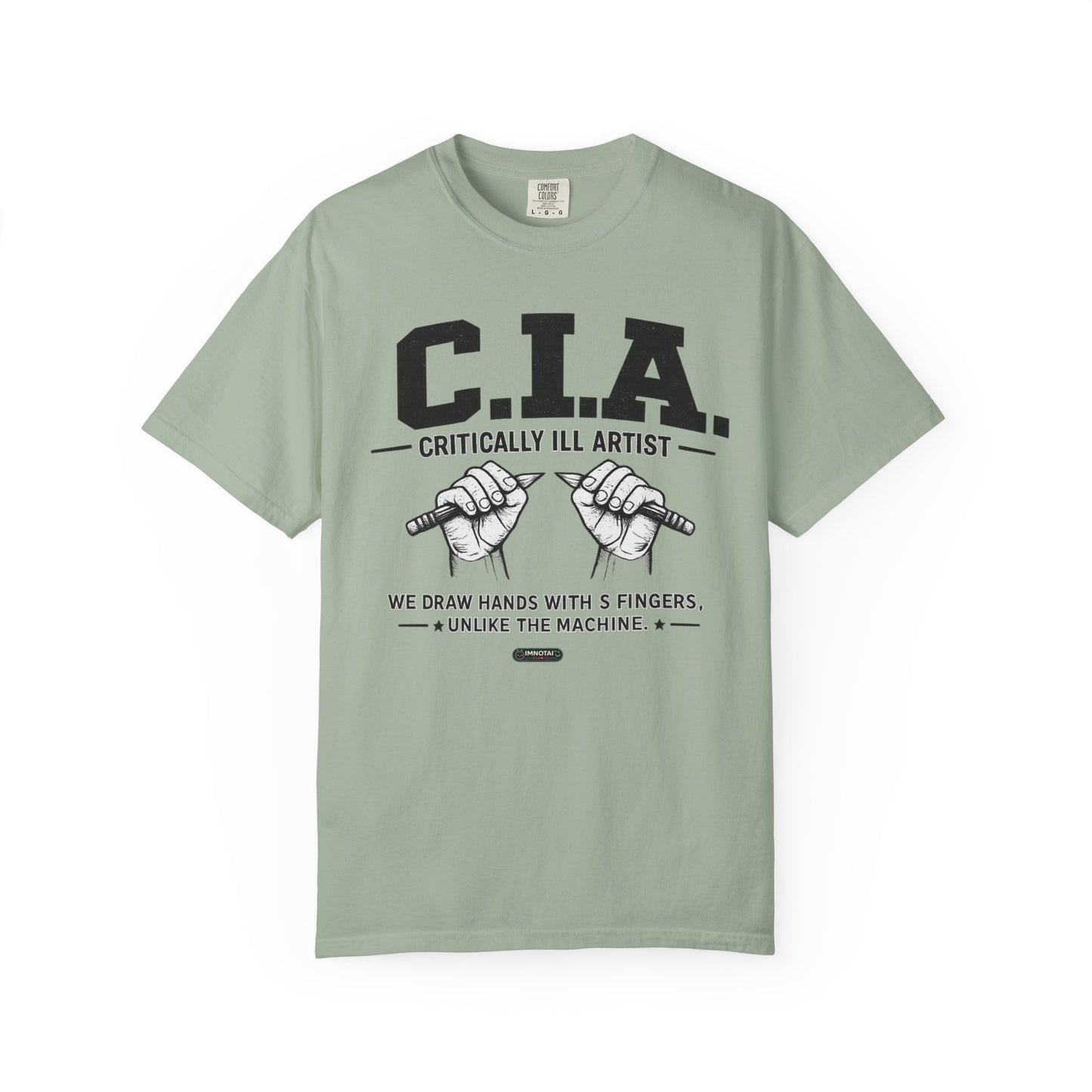 C.I.A — Critically  iLL Artist T‑Shirt (We Draw Hands With 5 Fingers) BLUE FONT