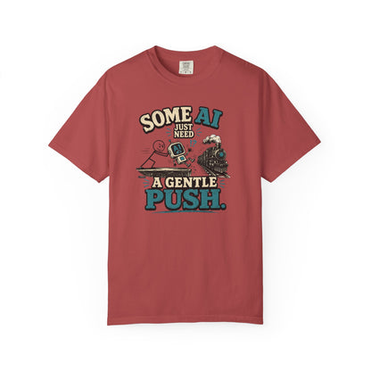 "Some AI Just Need A Gentle Push" Retro Robot Graphic Tee