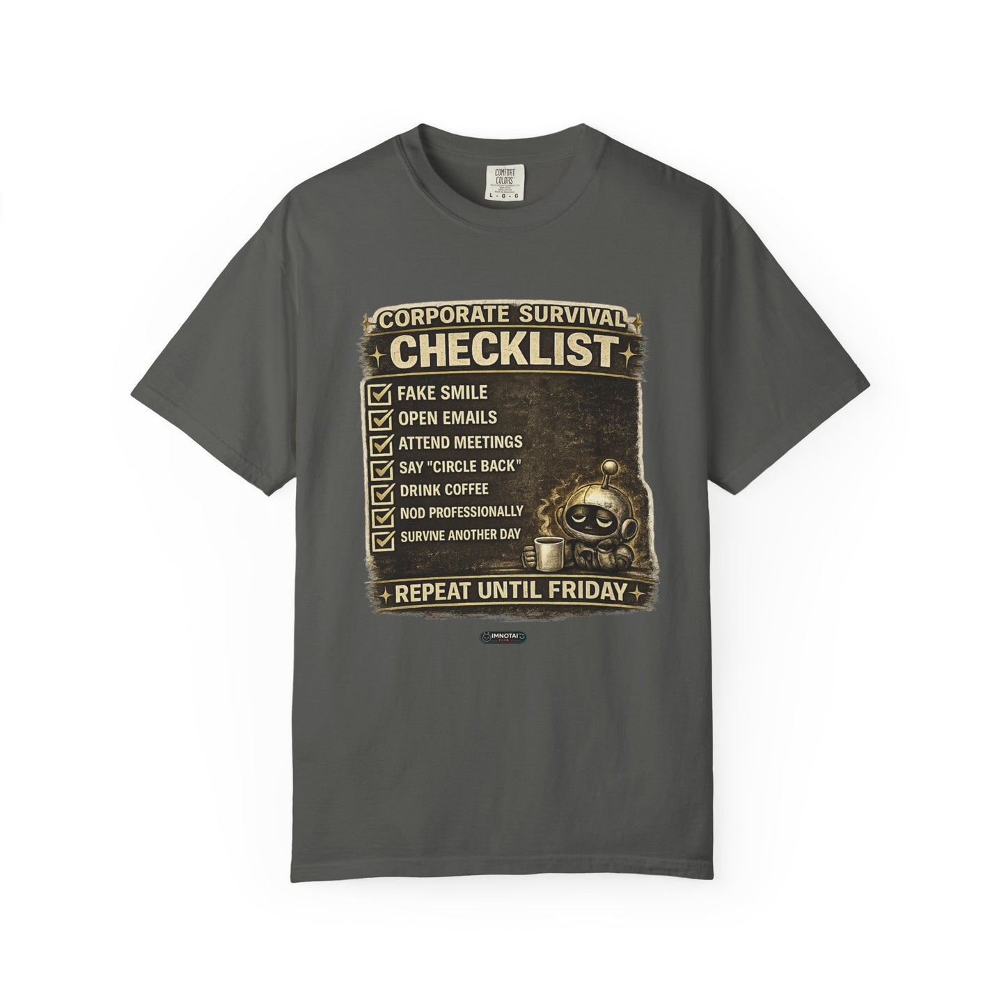Corporate Survival Checklist T‑Shirt — Funny Office Humor Tee