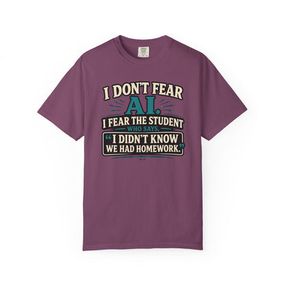 BTS: I Don't Fear AI. I fear Student Dont know we have a home work. - Graphic Tee (Teacher / Parent Humor)