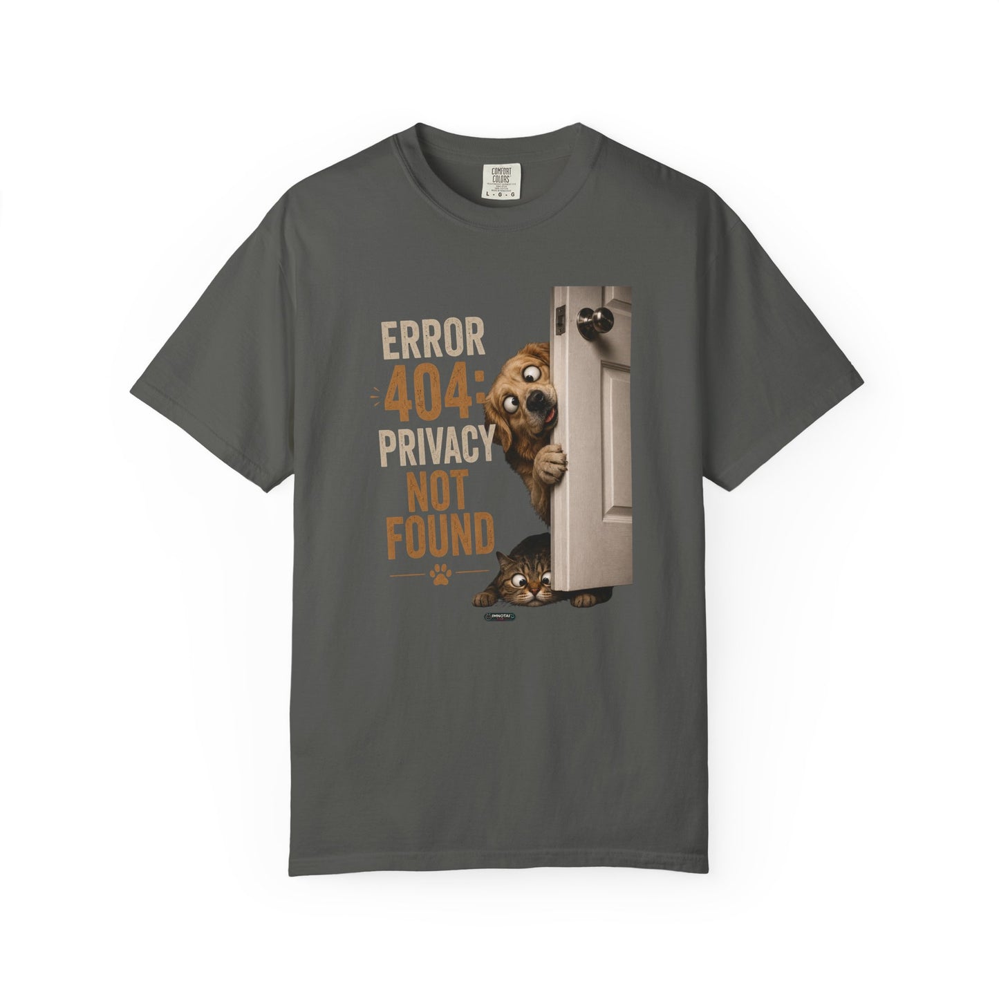 DOG & CAT "Error 404 Privacy Not Found" Cute Peeking Dog Graphic Tee