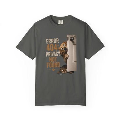 DOG & CAT "Error 404 Privacy Not Found" Cute Peeking Dog Graphic Tee