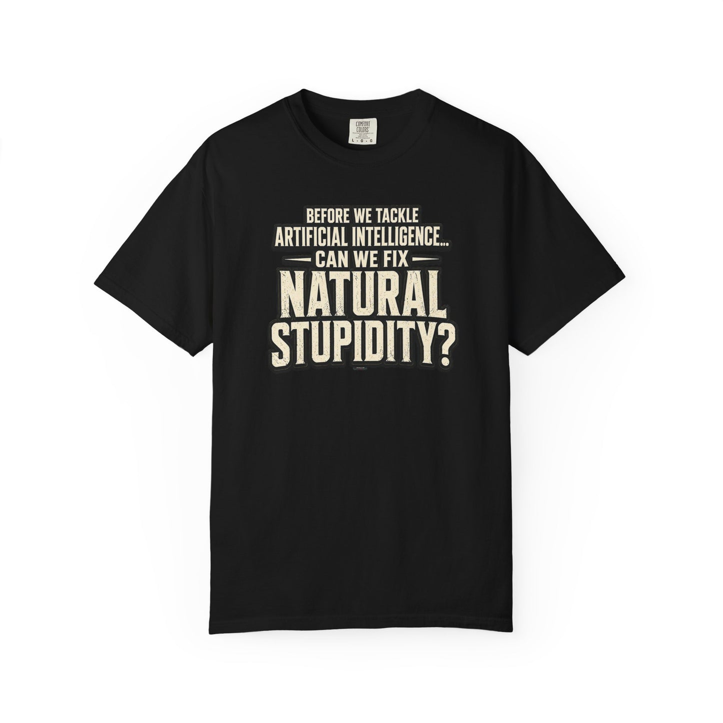 Before We Tackle Artificial Intelligence, Can We Fix Natural Stupidity? Funny Sarcastic Tech Tee