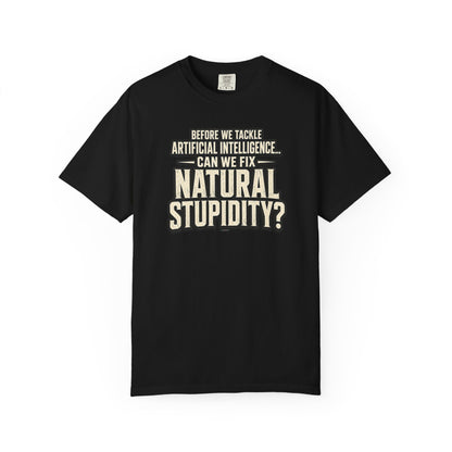 Before We Tackle Artificial Intelligence, Can We Fix Natural Stupidity? Funny Sarcastic Tech Tee