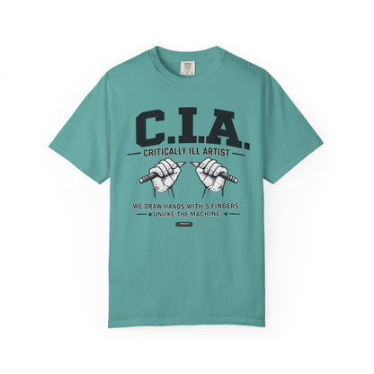 C.I.A — Critically  iLL Artist T‑Shirt (We Draw Hands With 5 Fingers) BLUE FONT