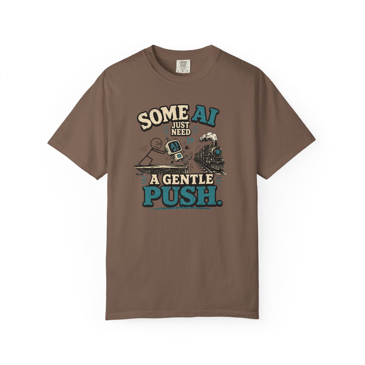 "Some AI Just Need A Gentle Push" Retro Robot Graphic Tee