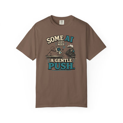 "Some AI Just Need A Gentle Push" Retro Robot Graphic Tee