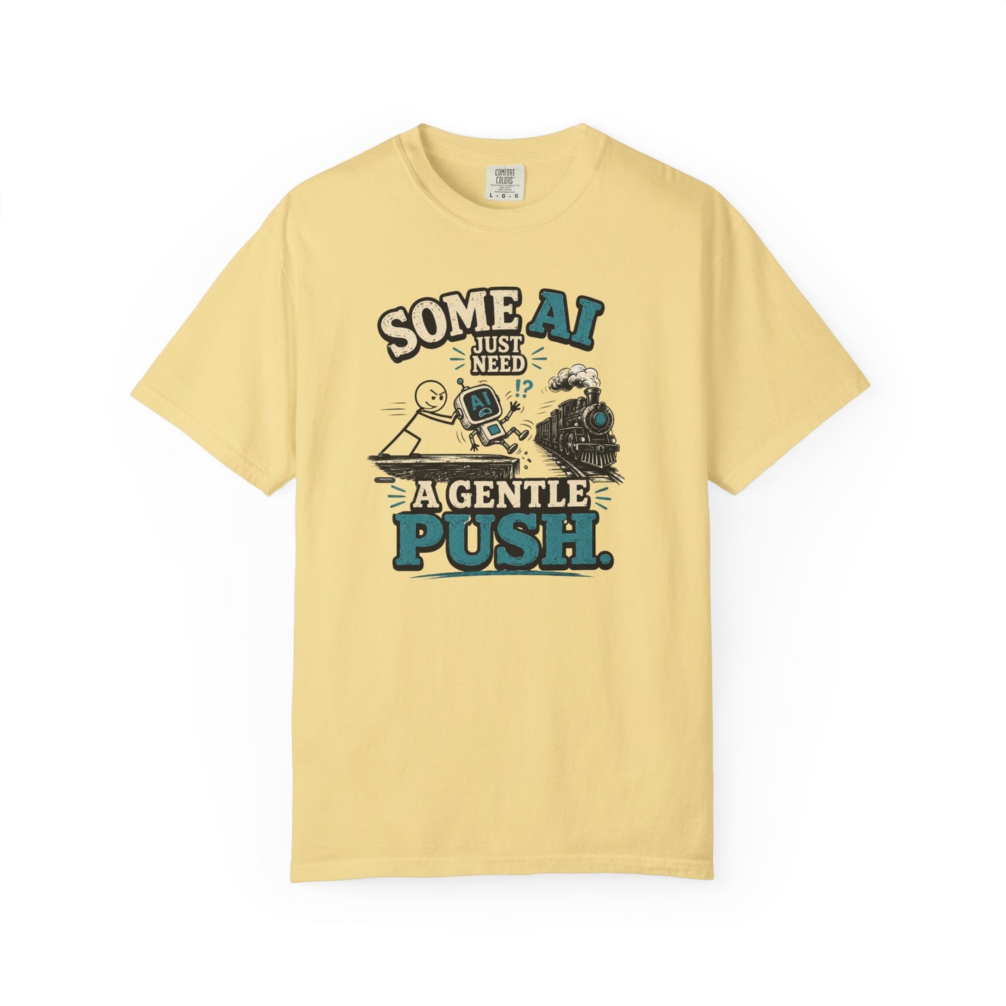 "Some AI Just Need A Gentle Push" Retro Robot Graphic Tee