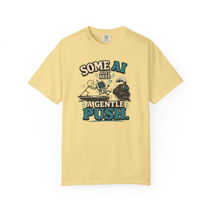 "Some AI Just Need A Gentle Push" Retro Robot Graphic Tee