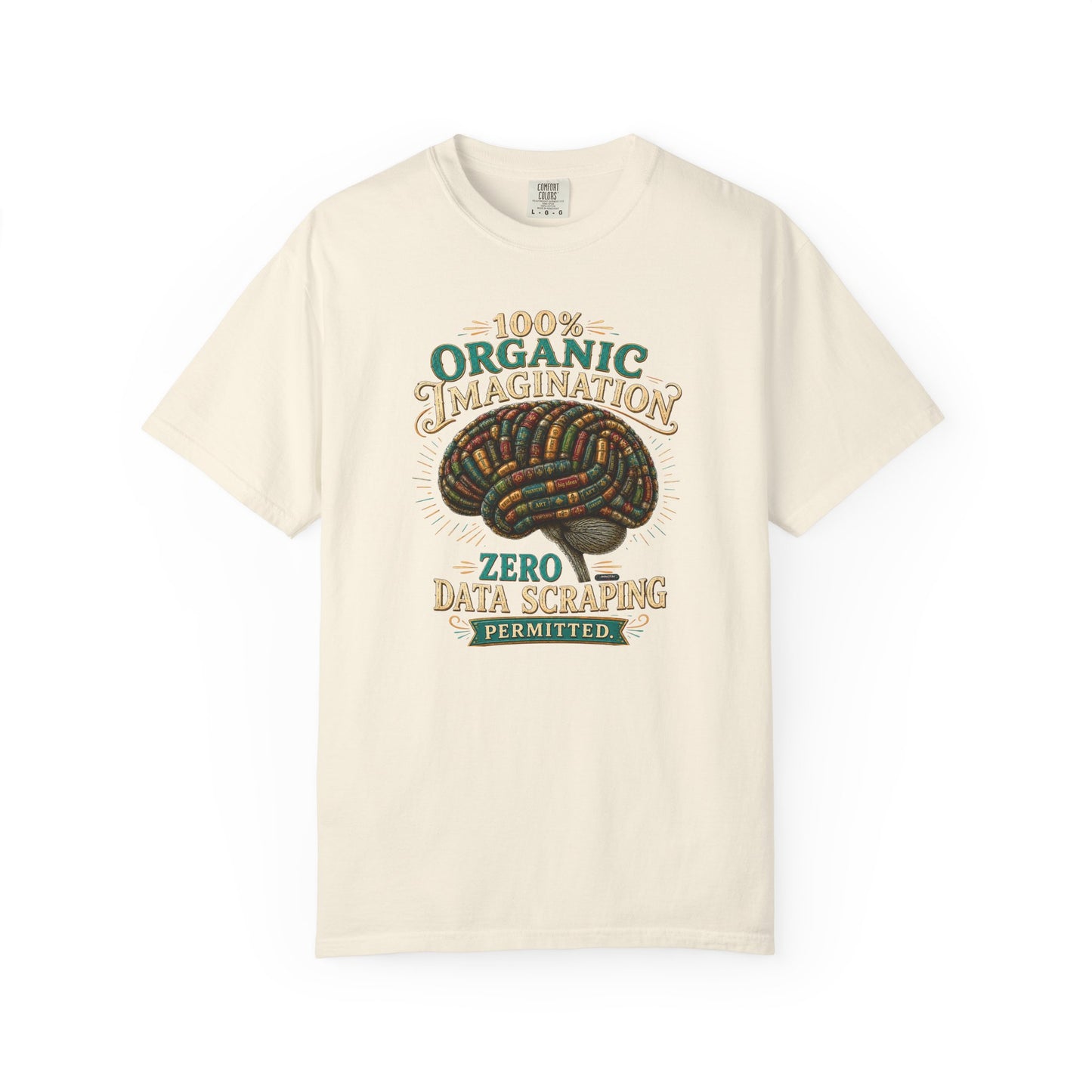BOOKTee: 100% Organic Imagination, Zero Data Scraping Vintage Brain Graphic T-Shirt