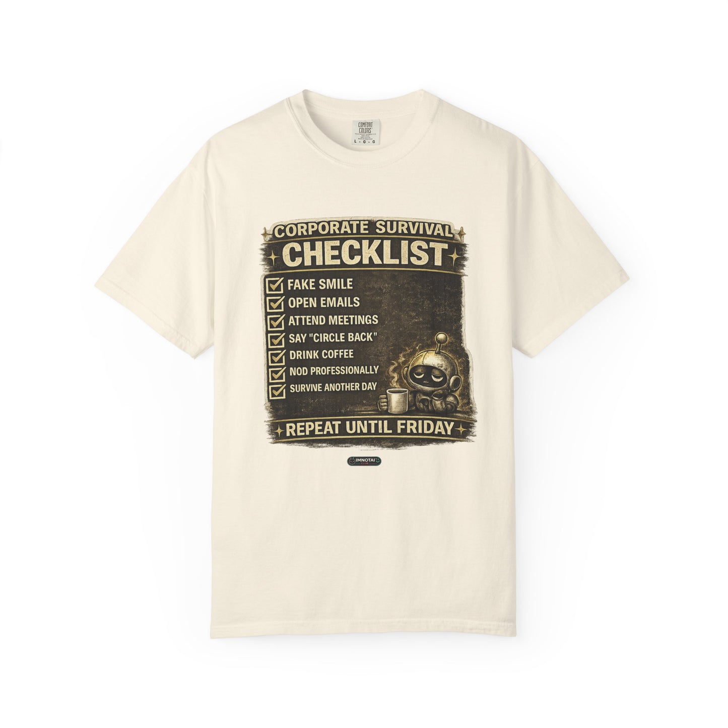 Corporate Survival Checklist T‑Shirt — Funny Office Humor Tee