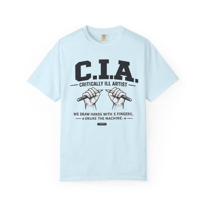 C.I.A — Critically  iLL Artist T‑Shirt (We Draw Hands With 5 Fingers) BLUE FONT