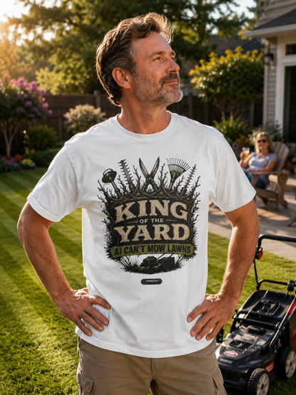 King of the Yard T-Shirt — "Can't Mow Lawns" Gardener Lawn Care Tee