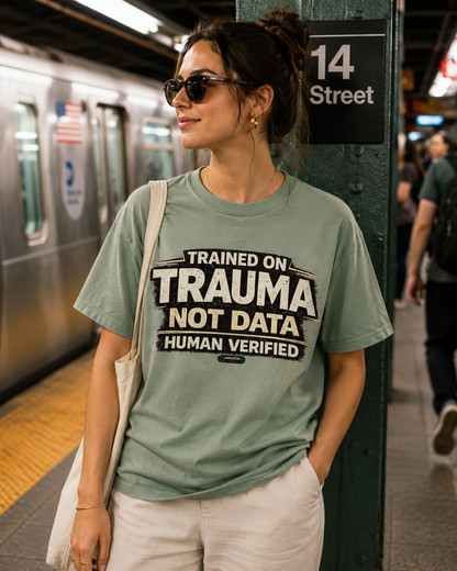Trained on Trauma Not Data — Human Verified T-Shirt