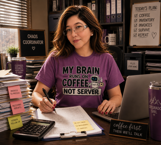 My Brain Runs on Coffee, Not Server T-Shirt